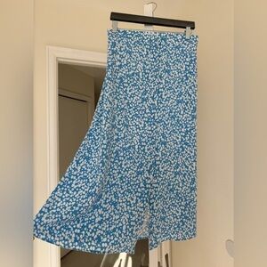 Primark Cares Blue and White A-Line Midi Skirt. Size 14. 100% Viscose